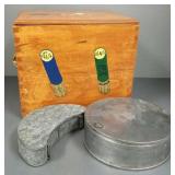 Gp fishing items incl vintage bait boxes, crate w/