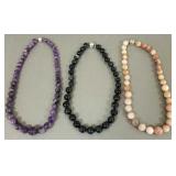 3 gemstone bead necklaces- 20'L