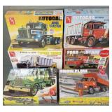 Six 1/25 scale truck models: snow plow, etc