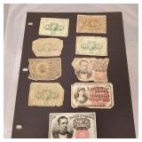 9 pcs U.S. fractional currency (as is condition)