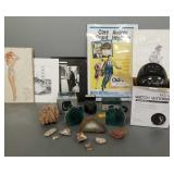 Gp. incl. watch winder, stone items, movie prints,