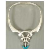 Artisan sterling silver hinged choker s/w