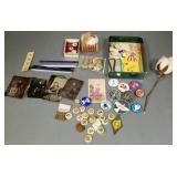 Gp incl pinback buttons, military buttons,