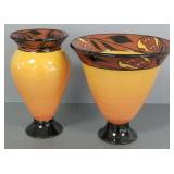 2 Marti Mocahbee signed art pottery vases 8'H &
