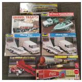 Eight 1/25 scale truck & trailer, etc models