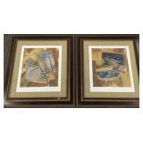 2 framed pencil signed Jarman mixed media artworks