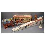 2 vintage toys: battery-op Overland Stagecoach &