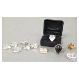 11 sterling silver rings some s/w stones