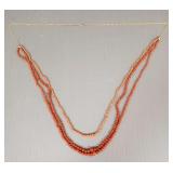 3-strand coral necklace w/ 14k gold extender: