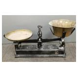 Antique balance scale w/ brass pans- 25' x 13'