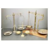 3 brass balance scales- 19' tallest