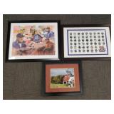 3 framed MN Vikings items incl 50 year anniversary