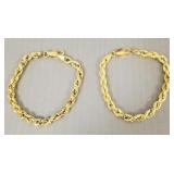 2 sterling silver bracelets w/ gold wash-