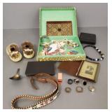 Group incl vintage rings, beaded child's belt, etc