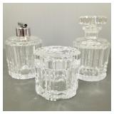 3 signed Val St. Lambert crystal dresser items-