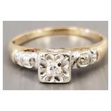 14k gold & diamond ring: 1.7g, size 5