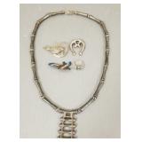 Sm Gp sterling silver jewelry incl modernist