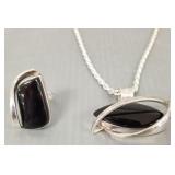 2 pieces modernist sterling silver jewelry: