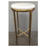 Giacometti style brass & marble top table stand-
