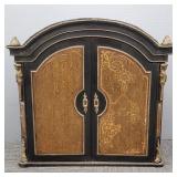 French style wall cabinet w/ brass inlay (as is-