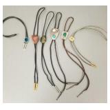 6 Southwest bolo ties set w/ turquoise, etc