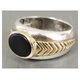 14K gold & sterling designer ring set with onyx