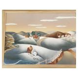 Harris signed airbrush painting: landscape