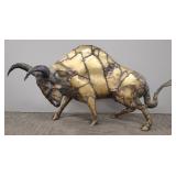 Lg. brass artisan bull sculpture 28'T 52'W