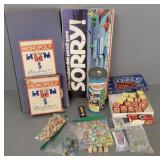 Gp vintage marbles & games incl hand mades,