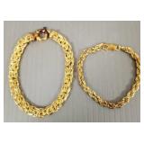2 sterling silver bracelets w/ gold wash-