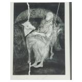 Pencil signed & #'d 3/5 etching- man/ horse dated