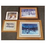 4 framed Kouba wildlife prints- 3 signed & #'d-