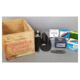 Gp hunting items incl Remington wood ammo box,