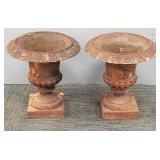 Pair cast iron small urns- 12'H 11' Diameter