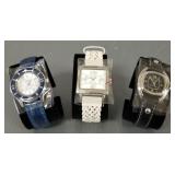 3 Ecclissi sterling silver watches w/ leather