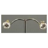 14K gold & 8mm cz stud earrings; 2.1g