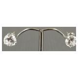 14K white gold & 8mm cz stud earrings; 2.5g