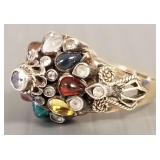 Tested 10k gold princess ring s/w stones- 3.7g,