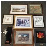 Group framed prints, some signed- 18' x 22' OD