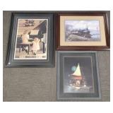3 large decorative prints 'The Redd Rocket', etc-