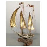 Brass ship sculptures 12'H with stone base