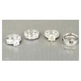 4 sterling silver rings s/w stones, etc- size 6