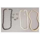 3 pearl necklaces w/ 14k gold clasps (1 faux) &