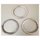 3 sterling silver hinged bangle bracelets-