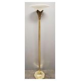 Stiffel brass torchiere floor lamp w/ shade- 68'H