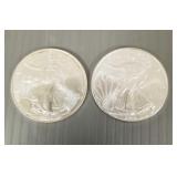 2 US silver eagles .999: 2004, 2008