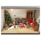 Doll house diorama w/ miniatures, etc-