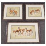 3 signed batiks/ mixed media artworks: African