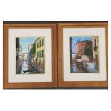 2 oil paintings on canvas: canal scenes-