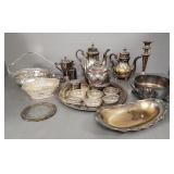 Gp ornate silverplate items incl silver clad